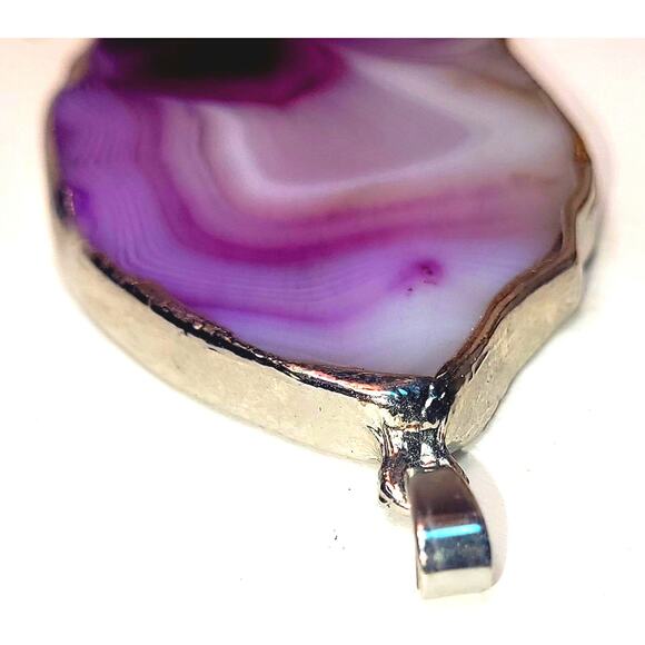 BoHo Silver Plated Banded Agate Pendant - Picture 6 of 12
